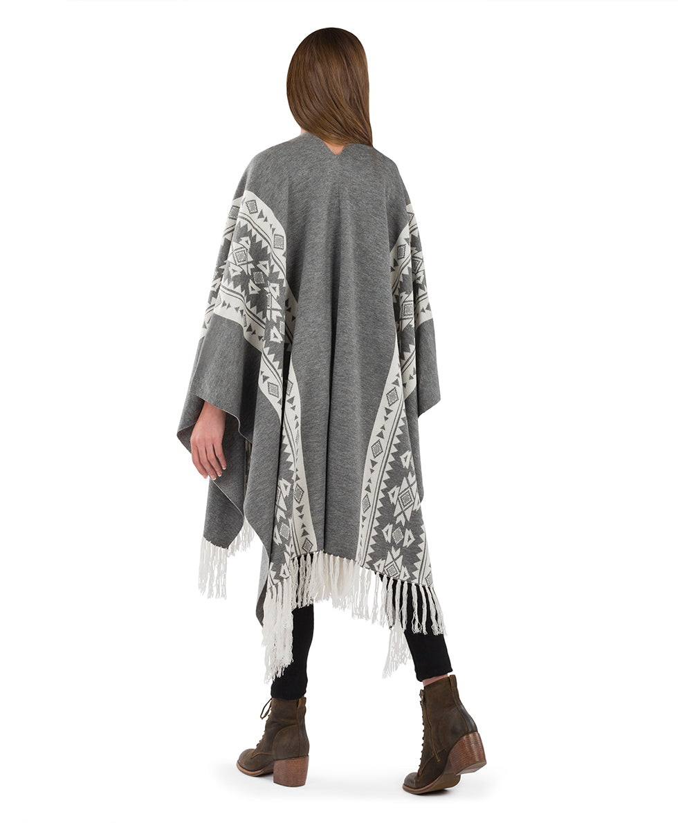 Female - Prairie Shawl - Fringed - black / maroon - by Patricia Nash - View 9 of 15