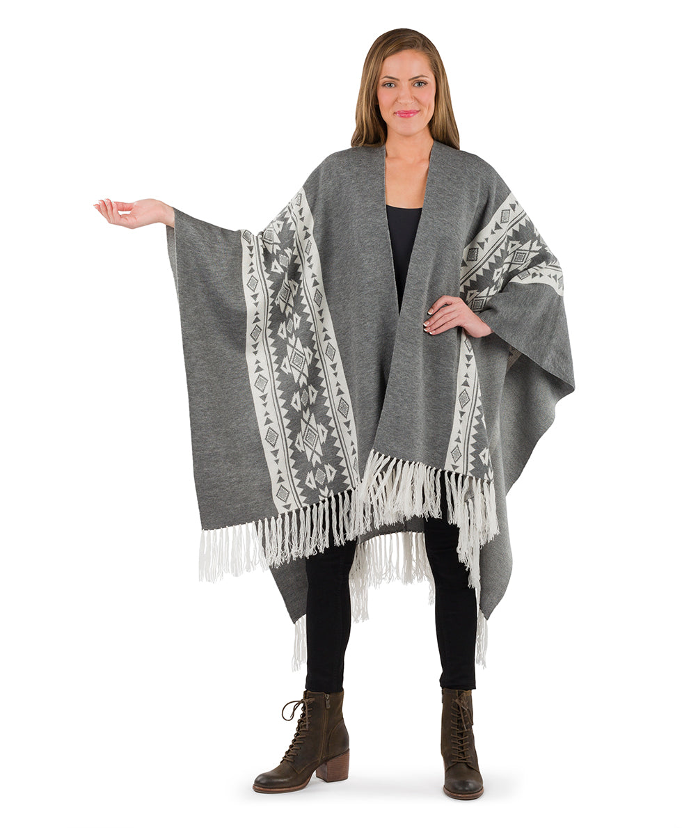 Female - Prairie Shawl - Fringed - black / maroon - by Patricia Nash - View 10 of 15