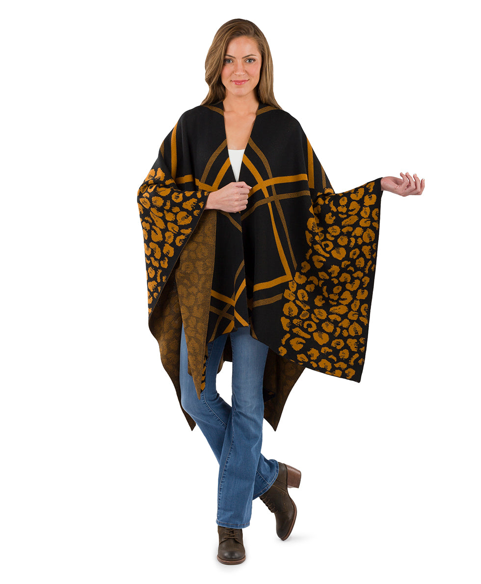 Female - Leopard Shawl - Leopard - black / cognac - by Patricia Nash - View 3 of 7
