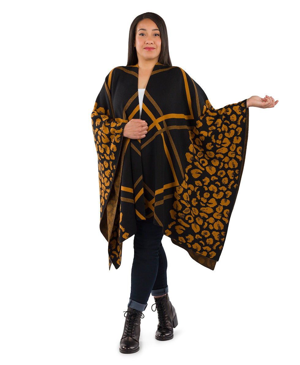 Female - Leopard Shawl - Leopard - black / cognac - by Patricia Nash - View 6 of 7