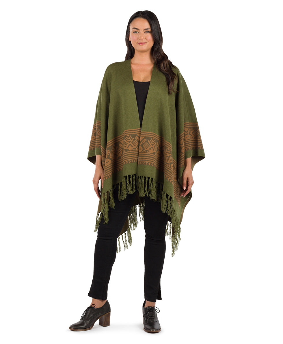 Boho Shawl - Fringed - maroon / ecru / maroon - by Patricia Nash - View 14 of 29