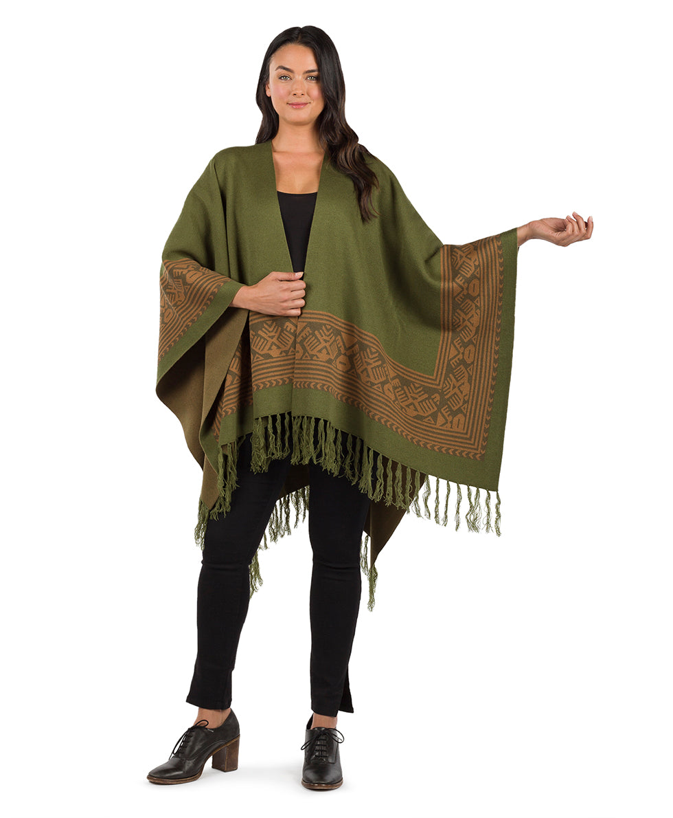 Boho Shawl - Fringed - maroon / ecru / maroon - by Patricia Nash - View 16 of 29