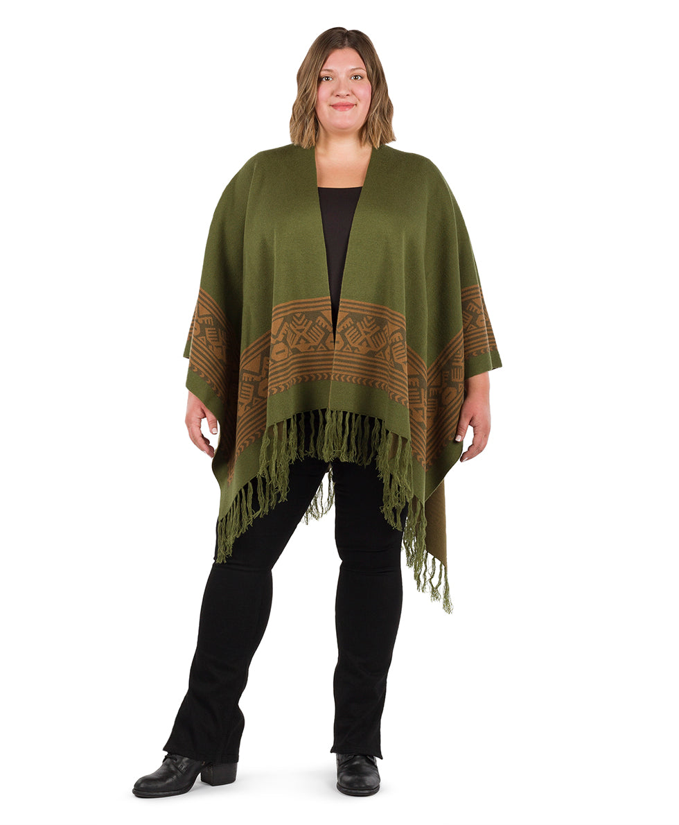 Boho Shawl - Fringed - maroon / ecru / maroon - by Patricia Nash - View 17 of 29