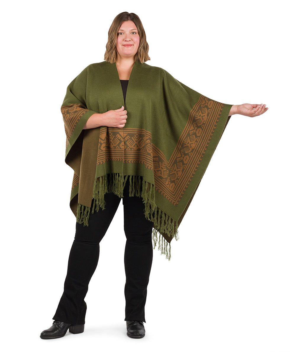 Boho Shawl - Fringed - maroon / ecru / maroon - by Patricia Nash - View 19 of 29