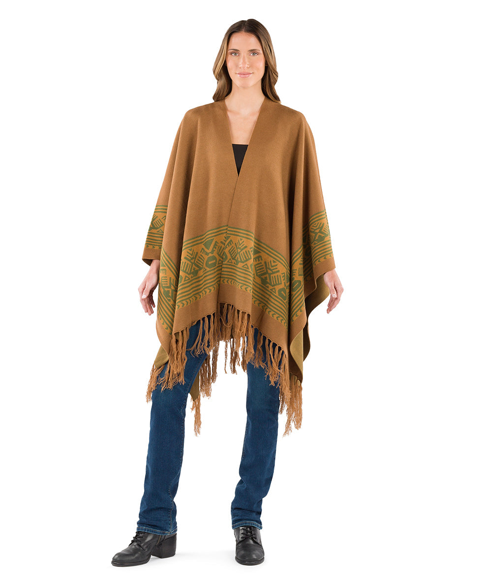 Boho Shawl - Fringed - maroon / ecru / maroon - by Patricia Nash - View 7 of 29