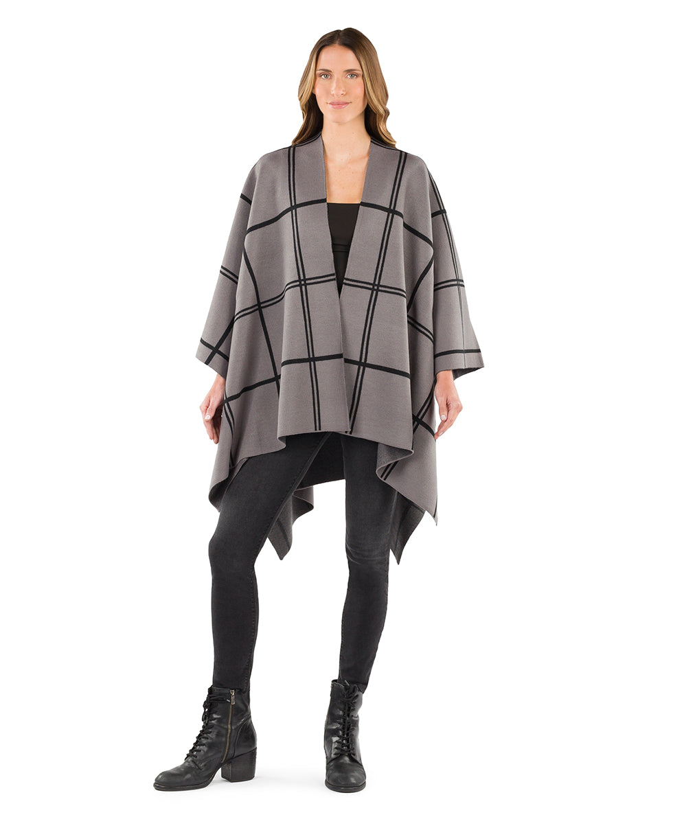 Plaid Cape - Classics - black / dark olive - by Patricia Nash - View 8 of 25