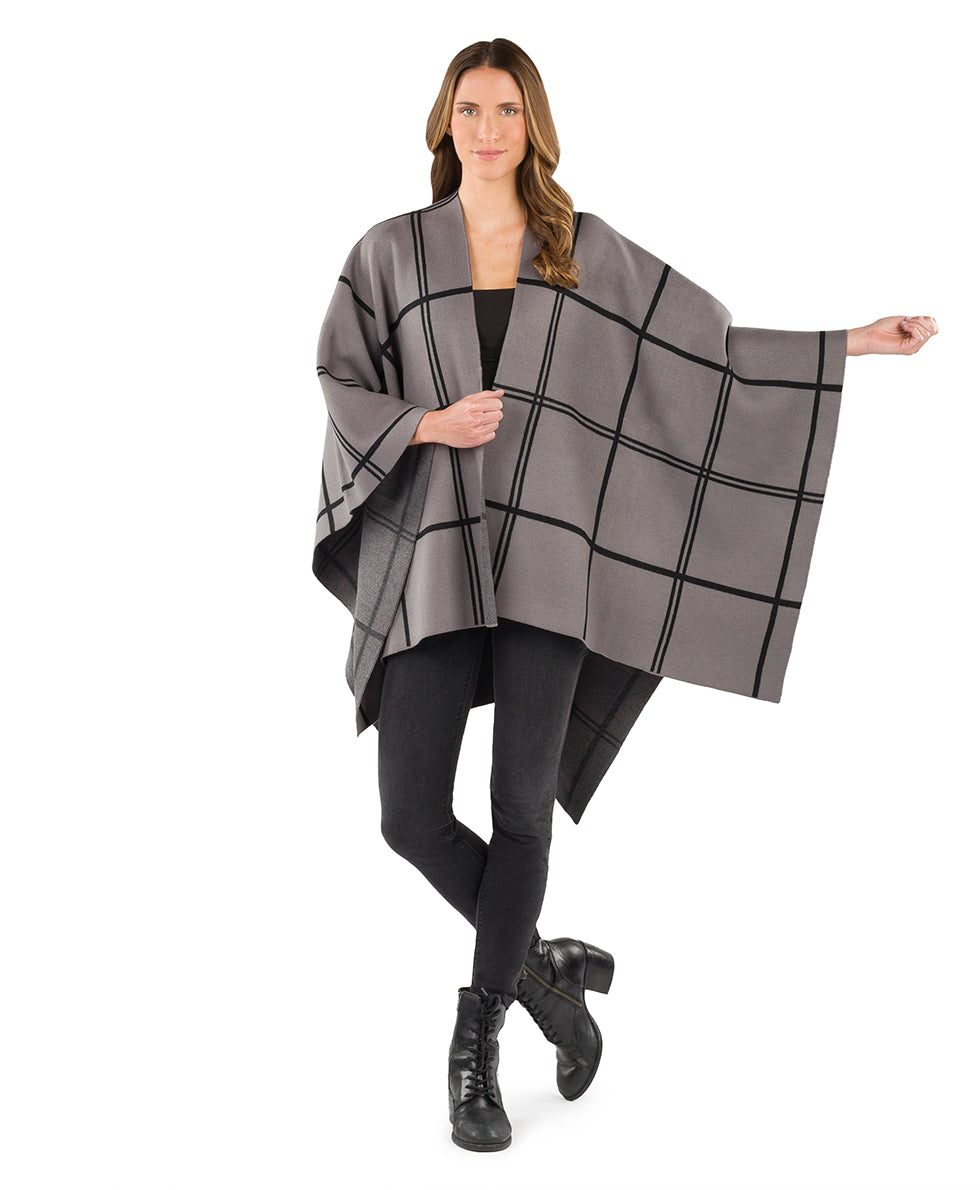 Plaid Cape - Classics - black / dark olive - by Patricia Nash - View 10 of 25