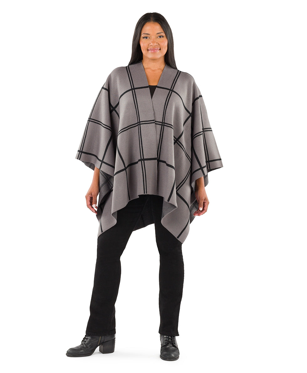 Plaid Cape - Classics - black / dark olive - by Patricia Nash - View 11 of 25