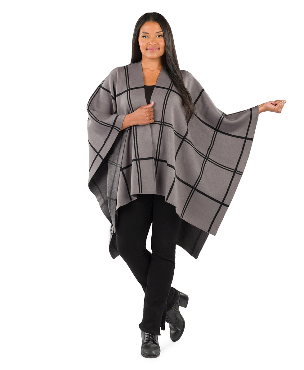 Plaid Cape - Classics - black / dark olive - by Patricia Nash - View 13 of 25