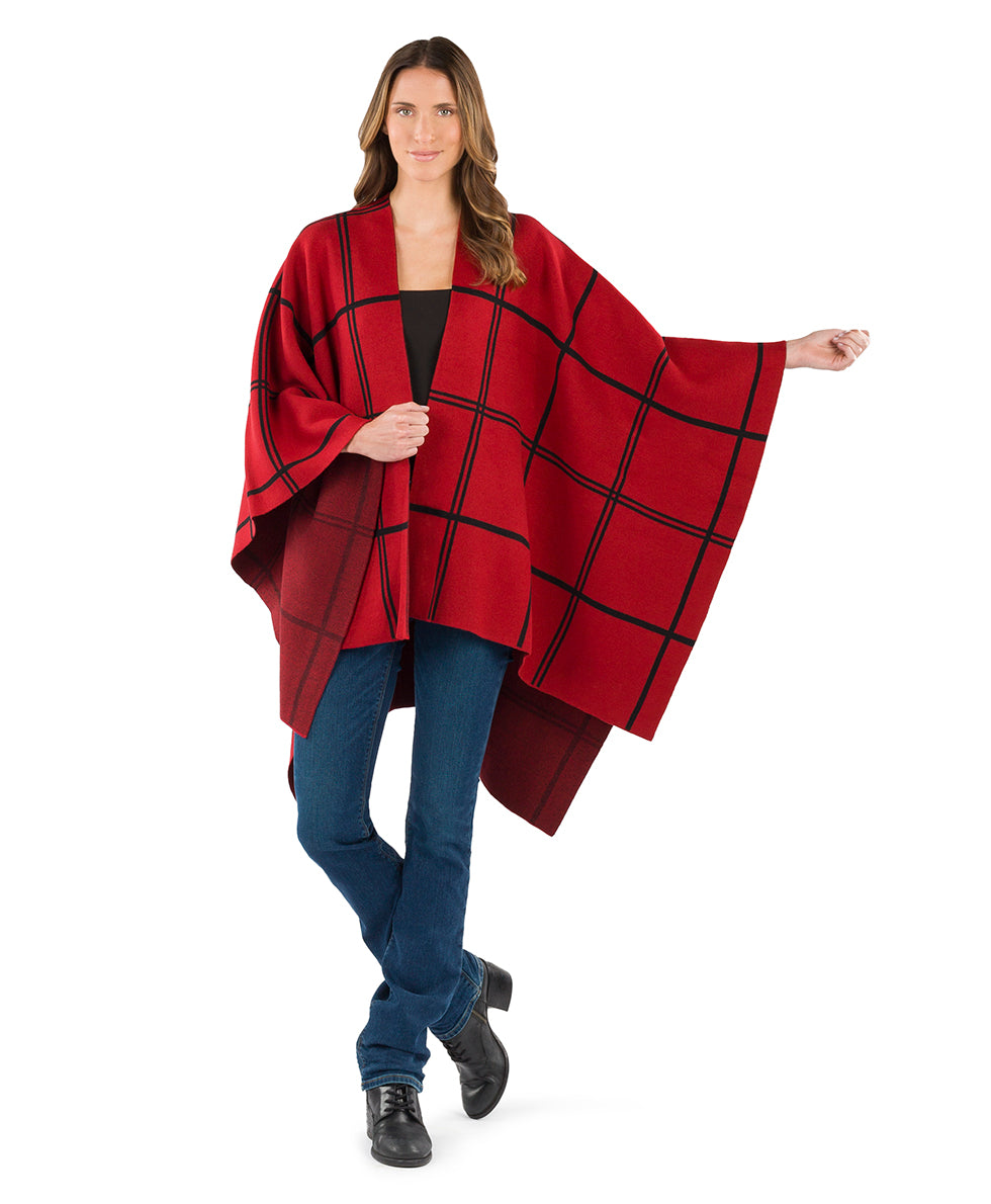 Plaid Cape - Classics - black / dark olive - by Patricia Nash - View 17 of 25