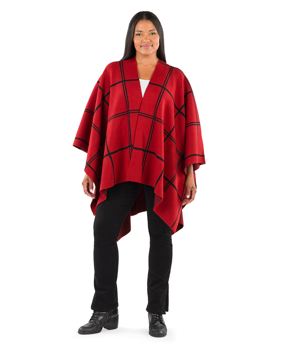 Plaid Cape - Classics - black / dark olive - by Patricia Nash - View 18 of 25