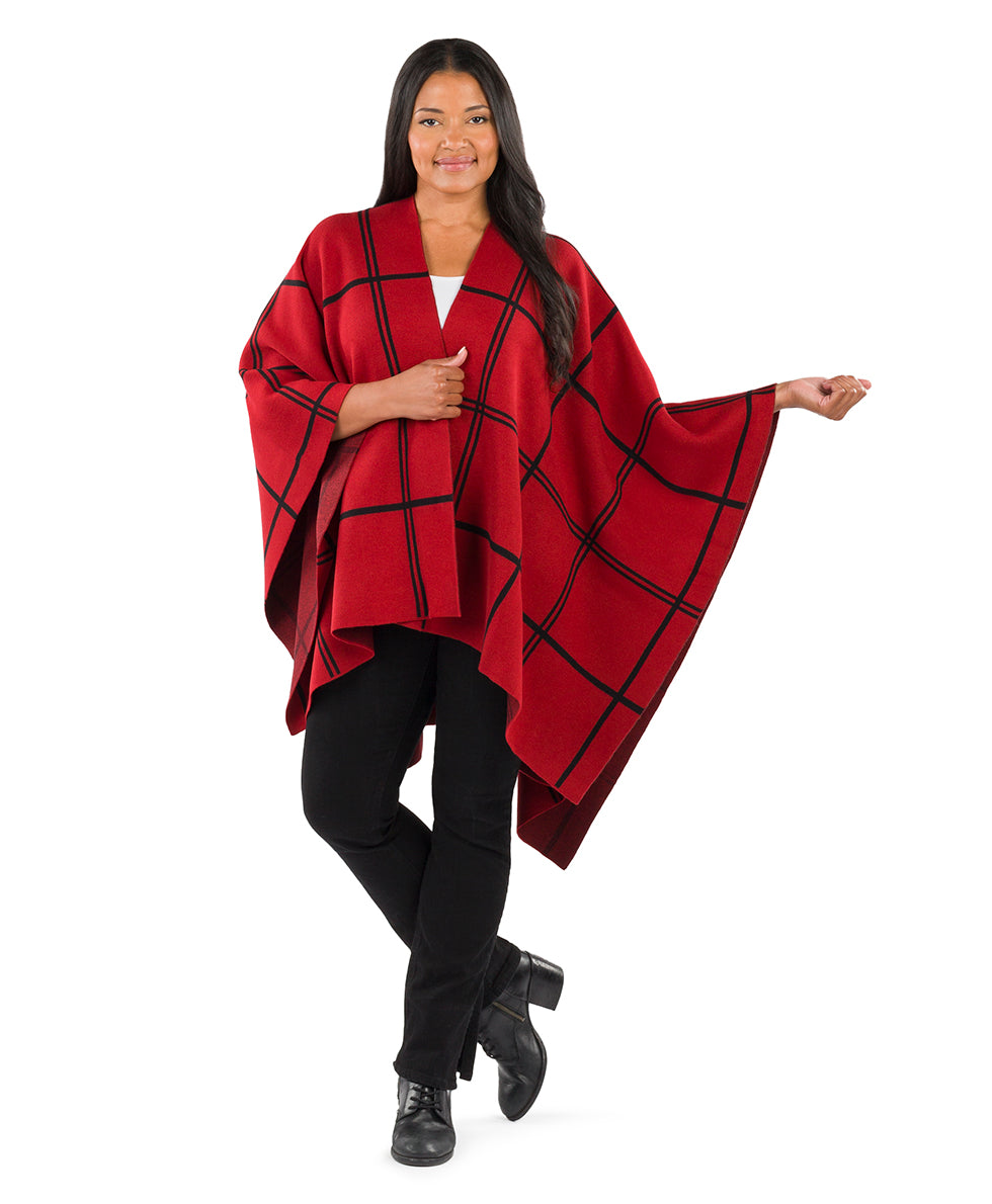 Plaid Cape - Classics - black / dark olive - by Patricia Nash - View 20 of 25
