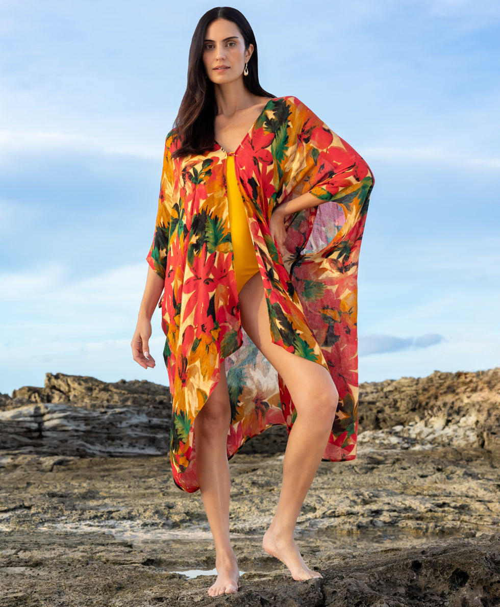 Ruana Cover‑Up with Tassels - greek ombre - by Patricia Nash - View 7 of 31