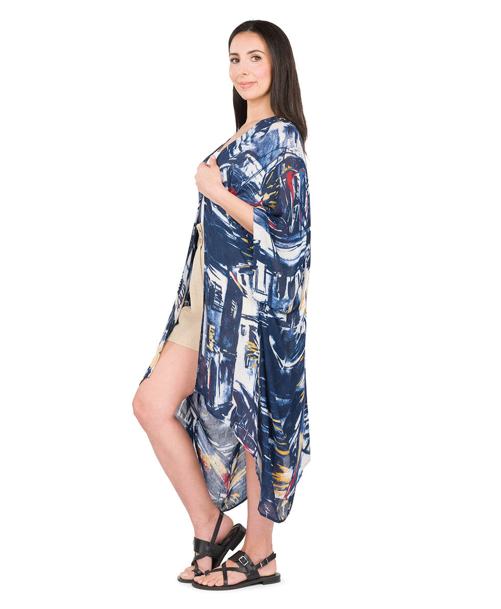 Short Ruana Cover‑Up - harbor nights - by Patricia Nash - View 5 of 6