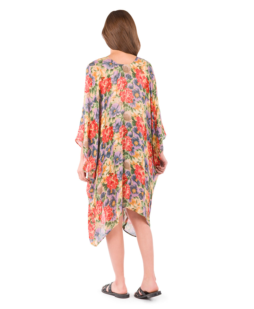 Female - Short Ruana Cover-Up - French Hydrangeas - french hydrangeas - by Patricia Nash - View 4 of 6