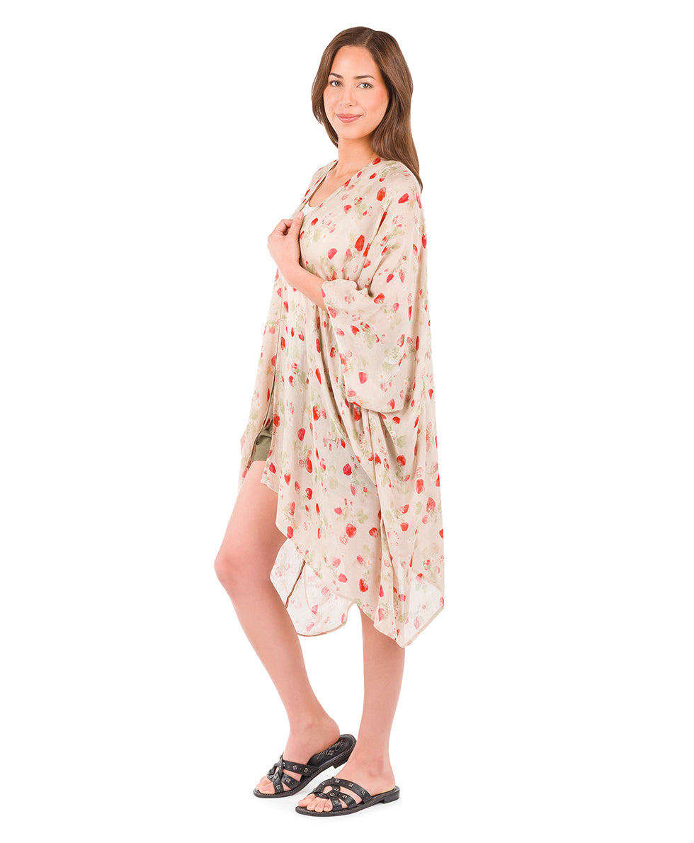 Female - Short Ruana Cover-Up - Parisian Strawberry - parisian strawberry - by Patricia Nash - View 3 of 6
