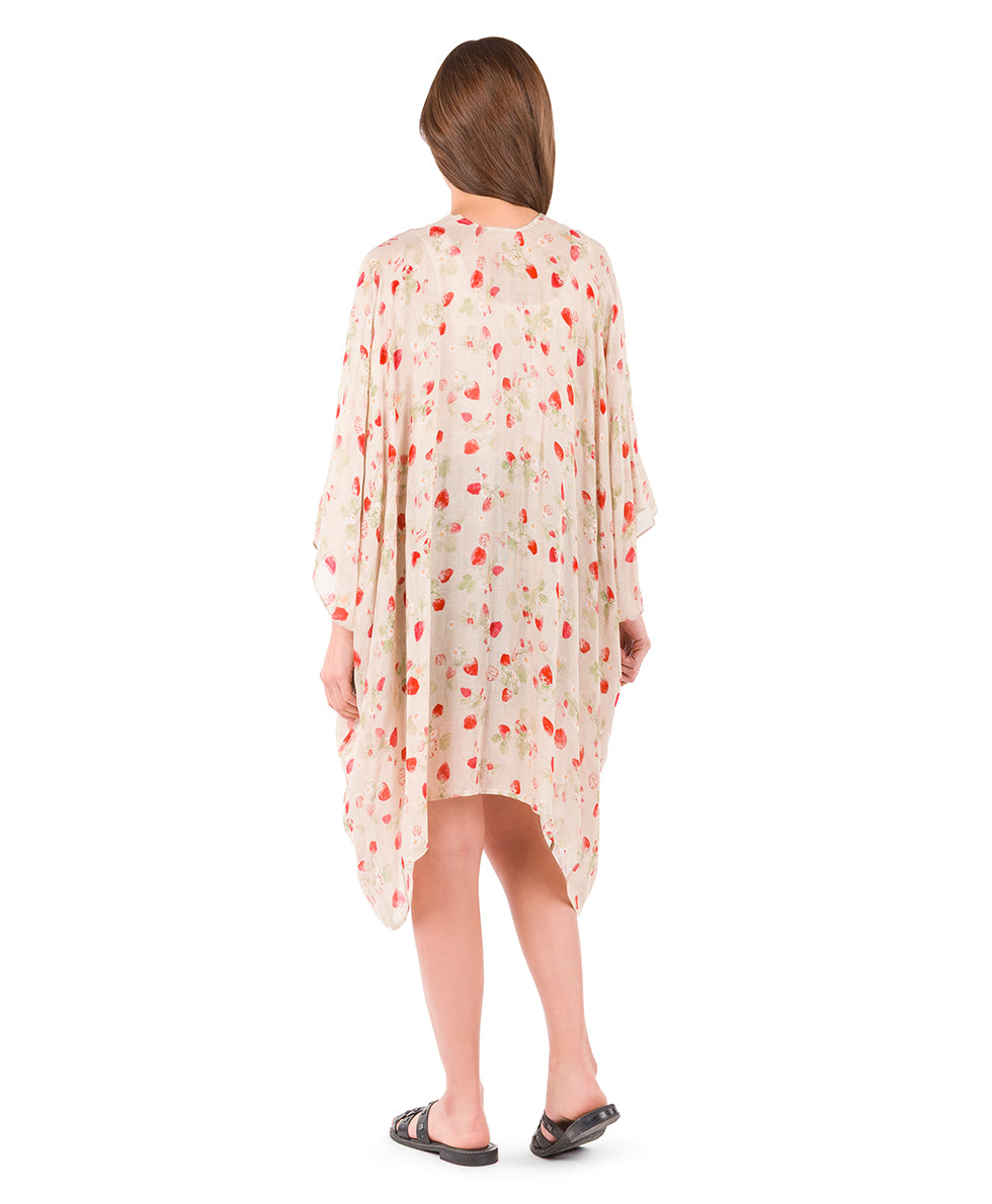 Female - Short Ruana Cover-Up - Parisian Strawberry - parisian strawberry - by Patricia Nash - View 4 of 6