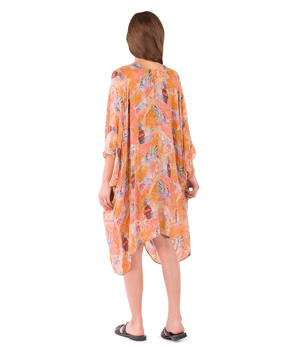 Female - Short Ruana Cover-Up - Paris Map - paris map - by Patricia Nash - View 4 of 6