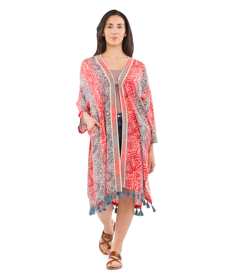 Ruana Cover‑Up with Tassels - greek ombre - by Patricia Nash - View 2 of 7