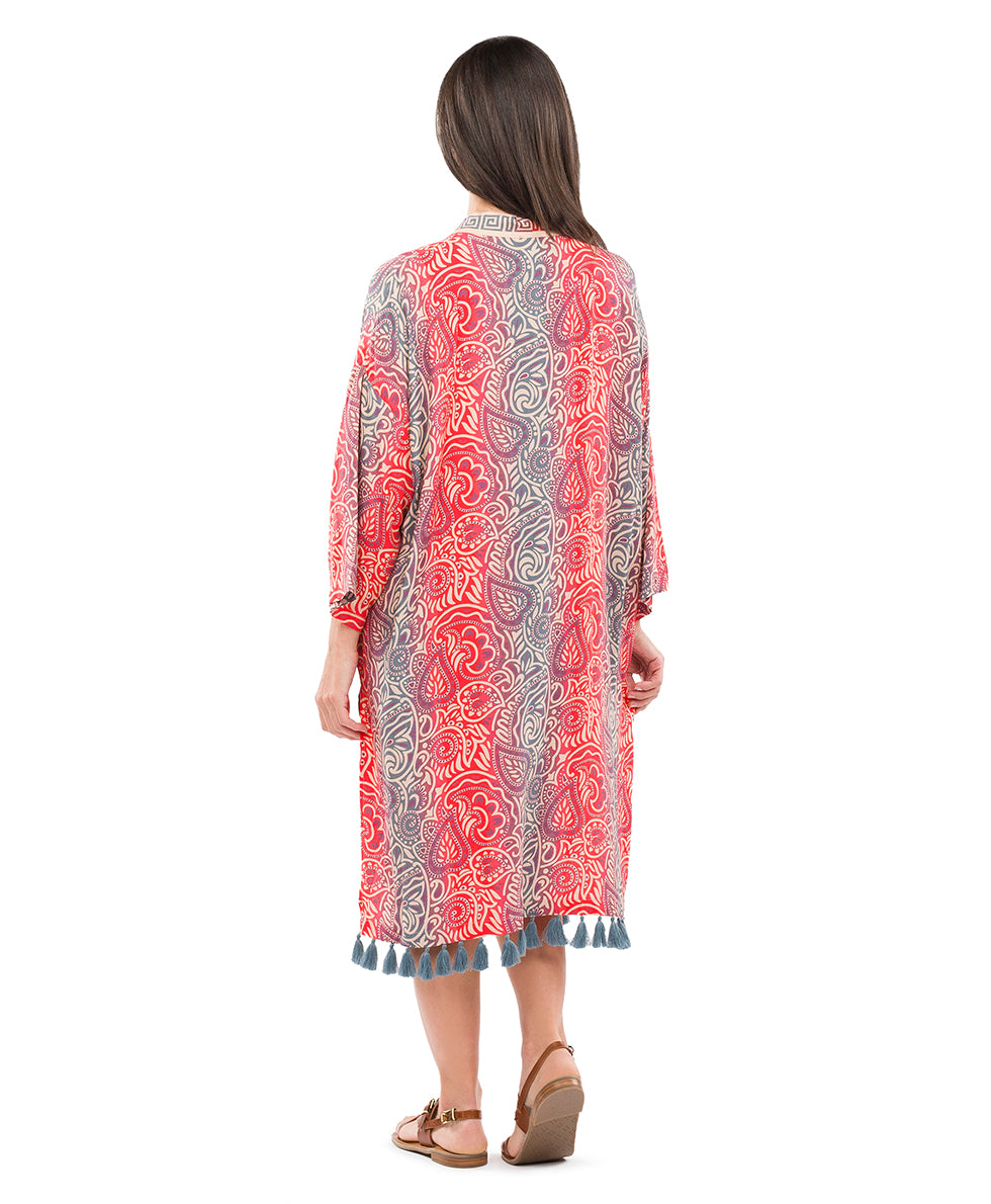 Ruana Cover‑Up with Tassels - greek ombre - by Patricia Nash - View 3 of 7