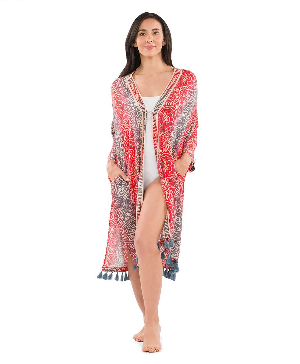 Ruana Cover‑Up with Tassels - greek ombre - by Patricia Nash - View 5 of 7