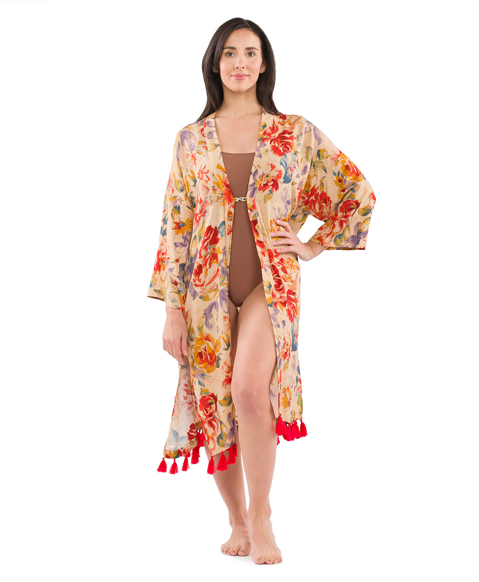 Ruana Cover‑Up with Tassels - greek ombre - by Patricia Nash - View 15 of 31