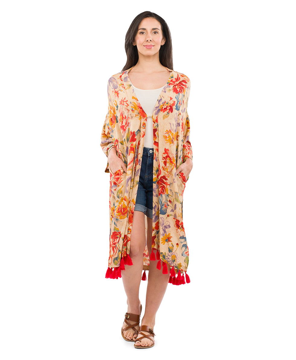 Ruana Cover‑Up with Tassels - greek ombre - by Patricia Nash - View 16 of 31