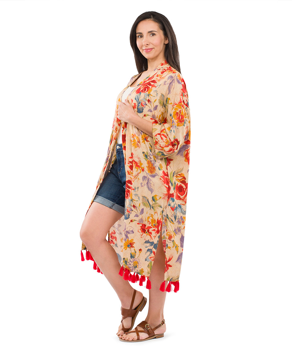 Ruana Cover‑Up with Tassels - greek ombre - by Patricia Nash - View 18 of 31
