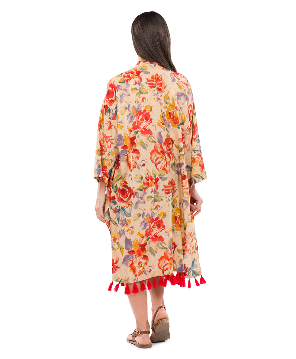 Ruana Cover‑Up with Tassels - greek ombre - by Patricia Nash - View 17 of 31