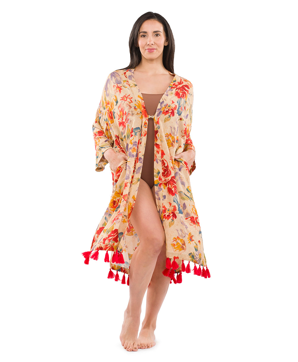 Ruana Cover‑Up with Tassels - greek ombre - by Patricia Nash - View 20 of 31