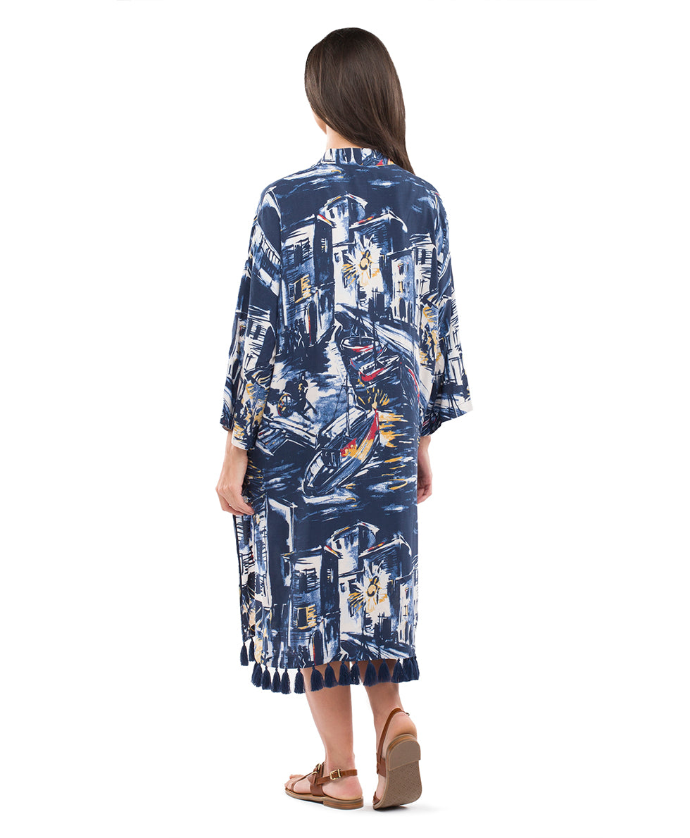 Ruana Cover‑Up with Tassels - harbor nights - by Patricia Nash - View 3 of 7