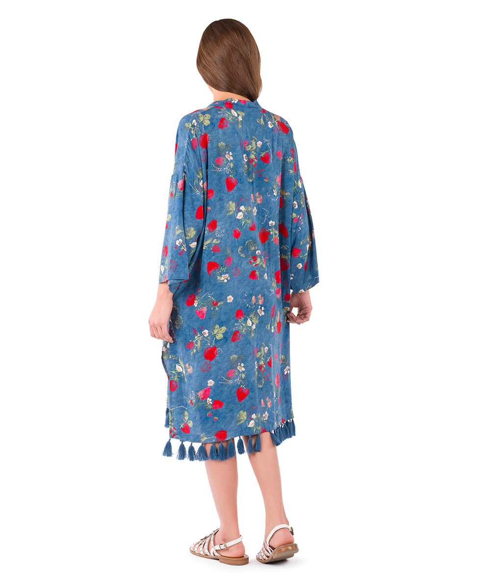 Female - Ruana Cover-Up with Tassels - Parisian Strawberry - parisian strawberry - by Patricia Nash - View 3 of 6