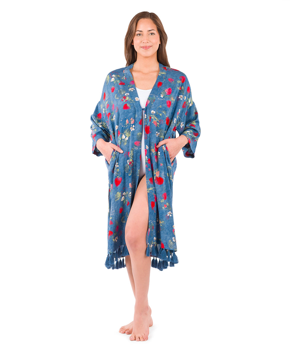 Female - Ruana Cover-Up with Tassels - Parisian Strawberry - parisian strawberry - by Patricia Nash - View 5 of 6