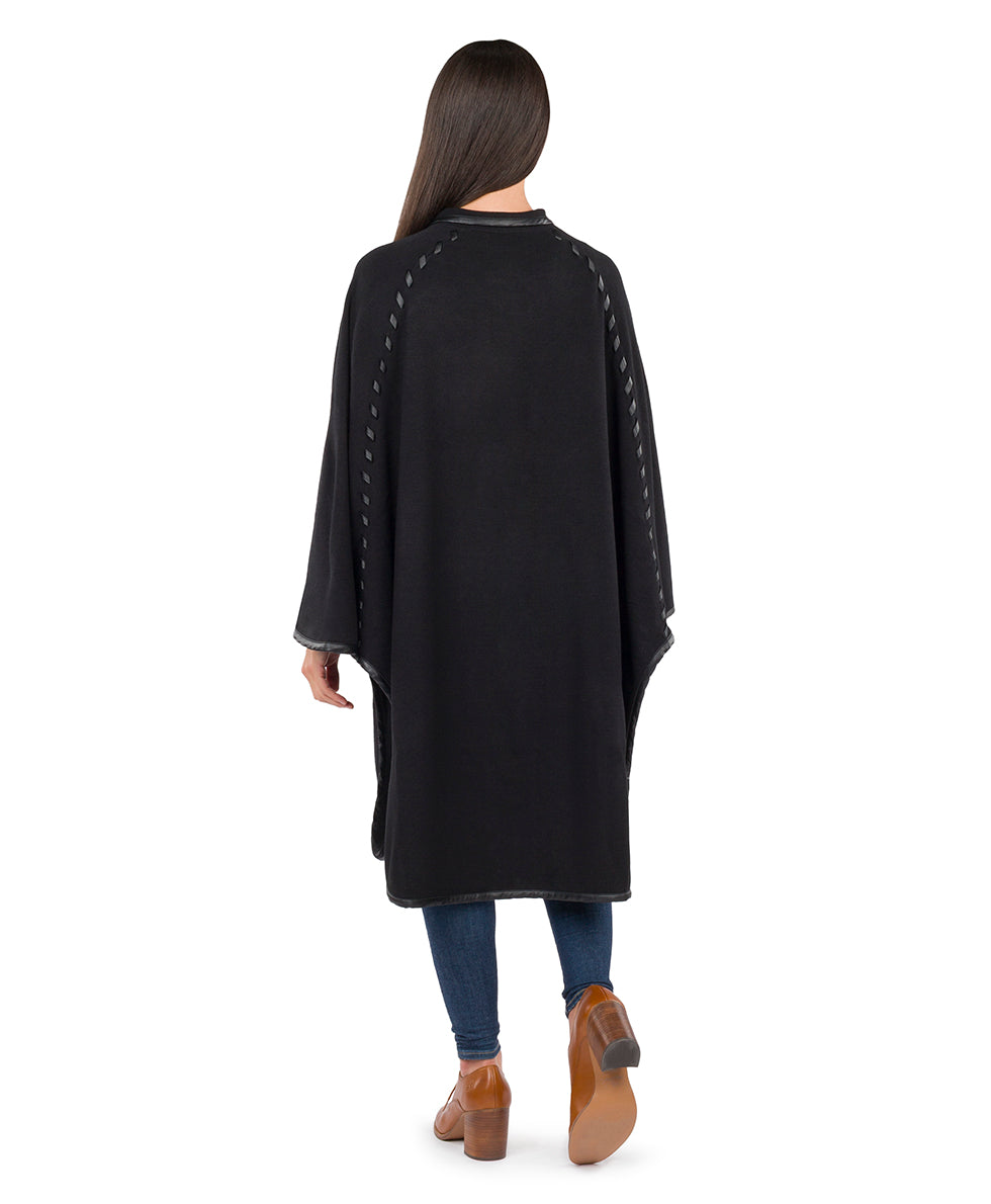 Female - Hand Laced Cape with Button - Vintage - black - by Patricia Nash - View 2 of 5