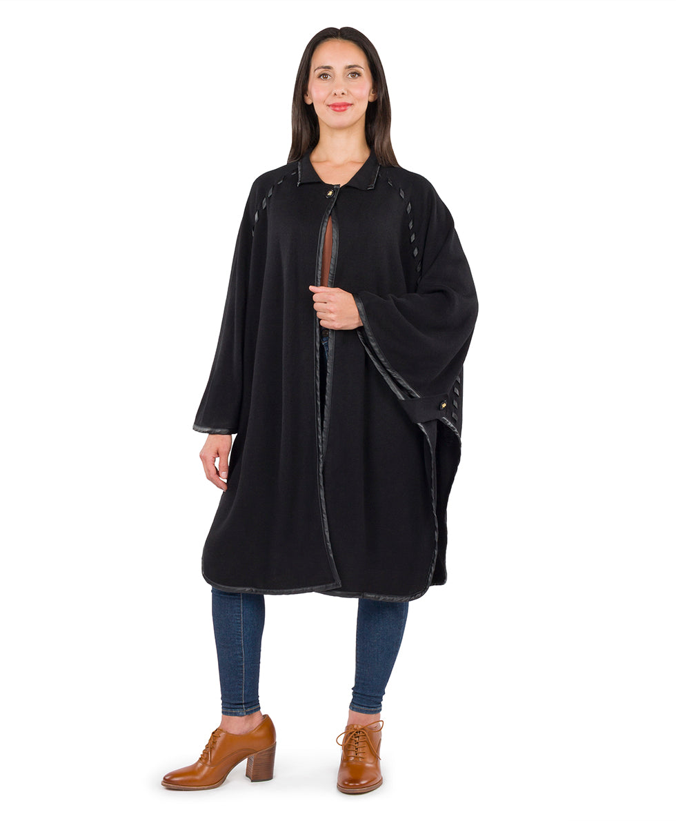 Female - Hand Laced Cape with Button - Vintage - black - by Patricia Nash - View 4 of 5