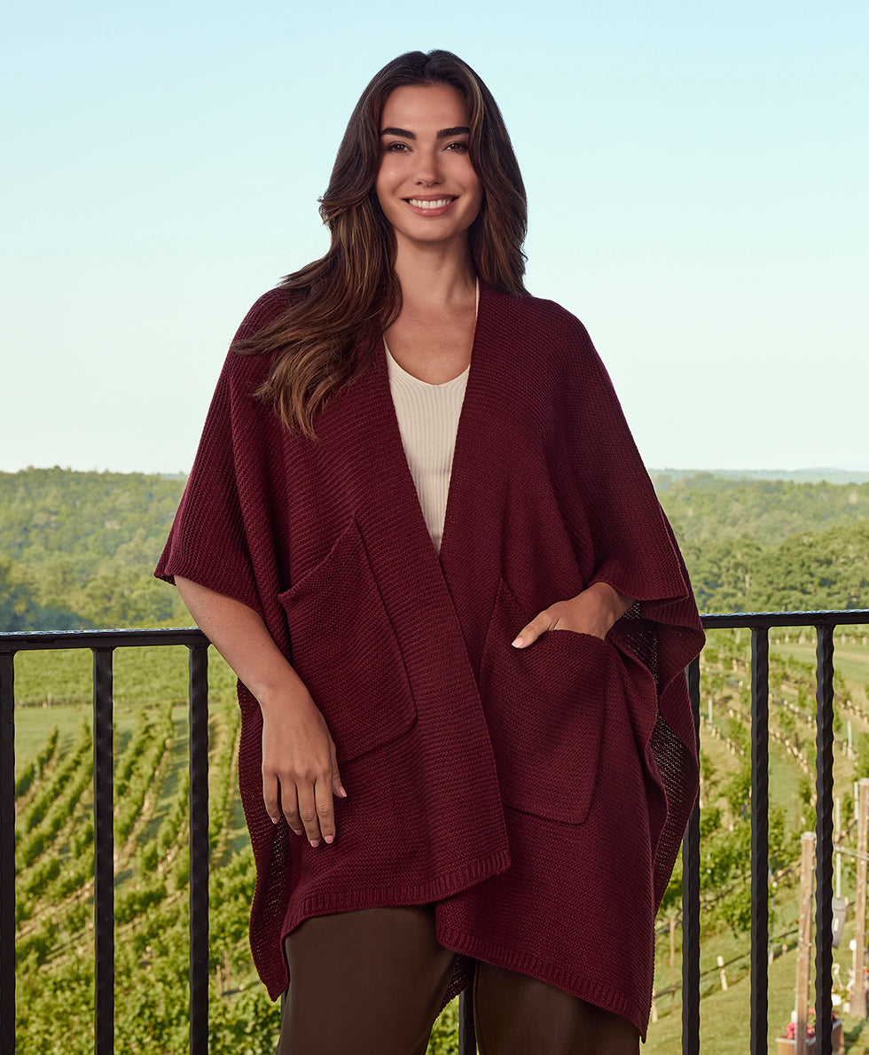 Female - Woven Shawl with Pockets - Classics - mushroom - by Patricia Nash - View 12 of 16