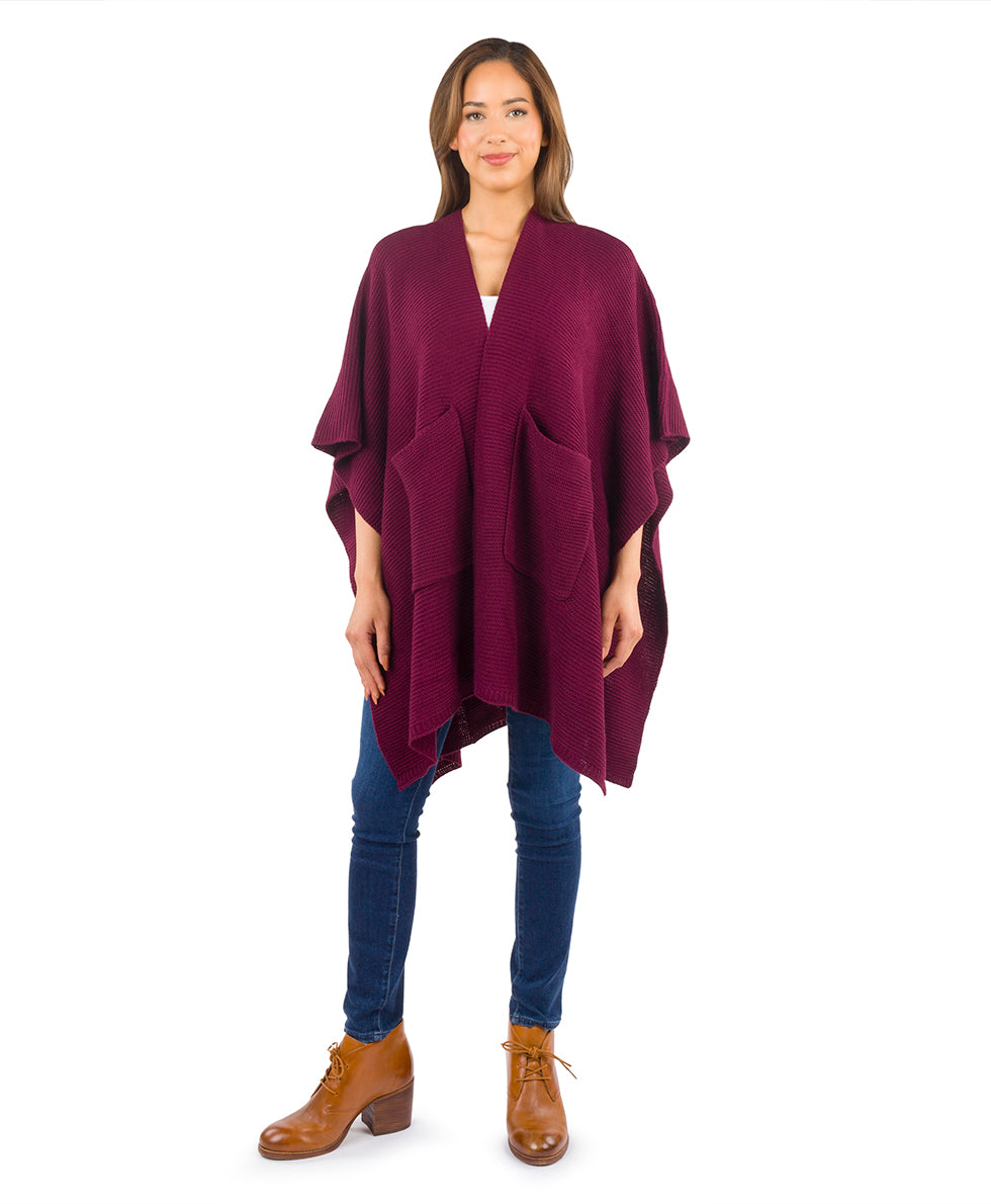 Female - Woven Shawl with Pockets | Classics  | Plum - plum - by Patricia Nash - View 1 of 4