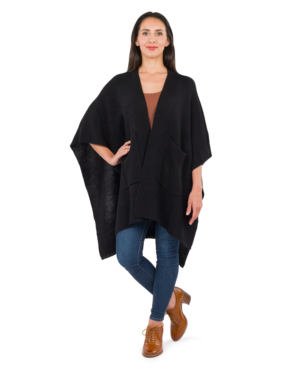 Female - Woven Shawl with Pockets | Classics  | Black - black - by Patricia Nash - View 4 of 4