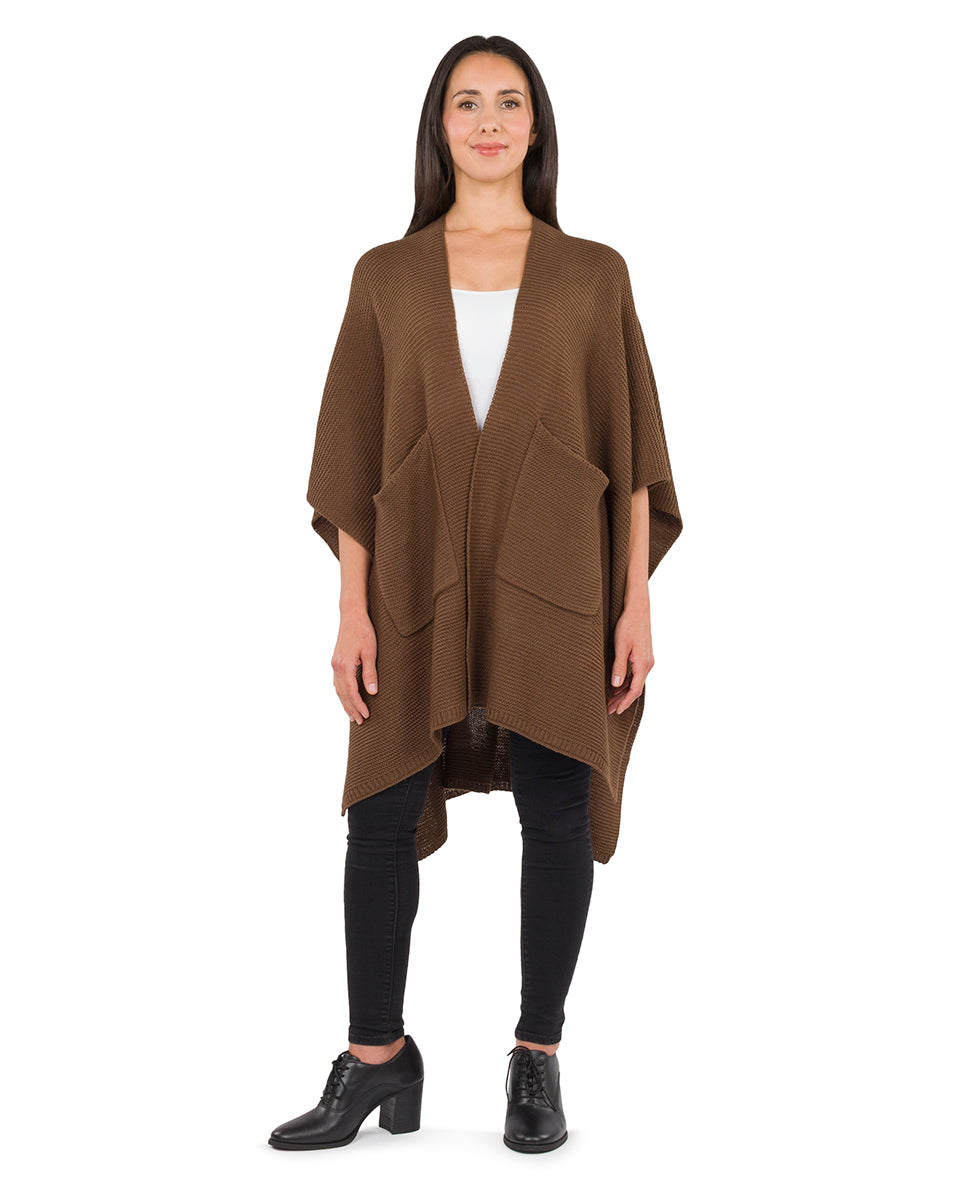 Female - Woven Shawl with Pockets - Classics - mushroom - by Patricia Nash - View 1 of 4