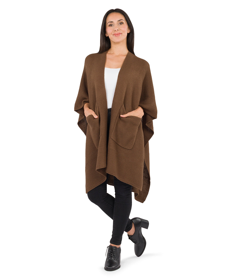 Female - Woven Shawl with Pockets - Classics - mushroom - by Patricia Nash - View 3 of 4