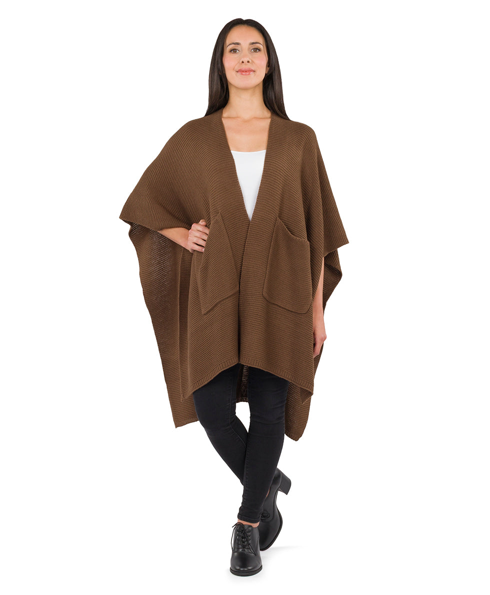 Female - Woven Shawl with Pockets - Classics - mushroom - by Patricia Nash - View 4 of 4