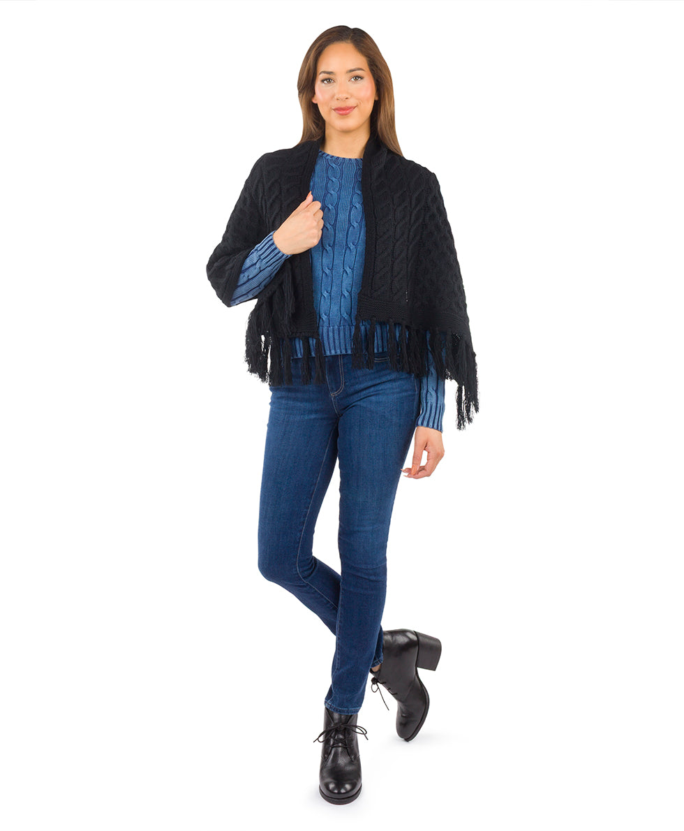 Female - Cable Knit Scarf | Cable Group | Black - black - by Patricia Nash - View 3 of 3
