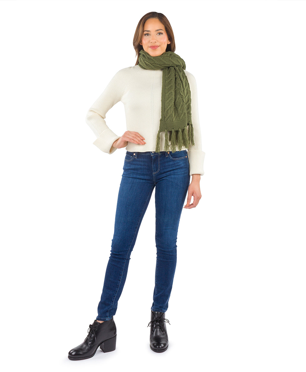 Female - Cable Knit Scarf | Cable Group | Olive - olive - by Patricia Nash - View 1 of 3