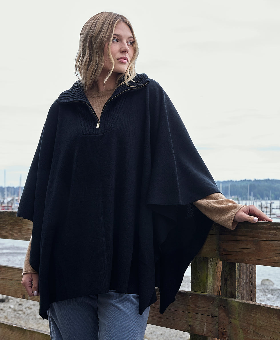 Female - Quarter Zip Cape | Vintage Group | Black - black - by Patricia Nash - View 5 of 5