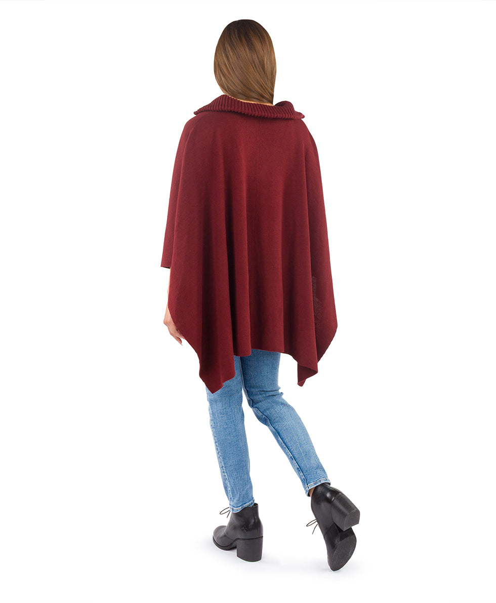 Female - Quarter Zip Cape | Vintage Group | Oxblood - oxblood - by Patricia Nash - View 3 of 5