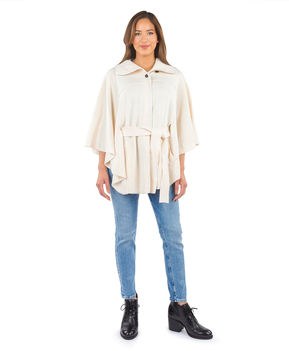 Female - Self Tie Cape | Vintage | Ecru - ecru - by Patricia Nash - View 1 of 3