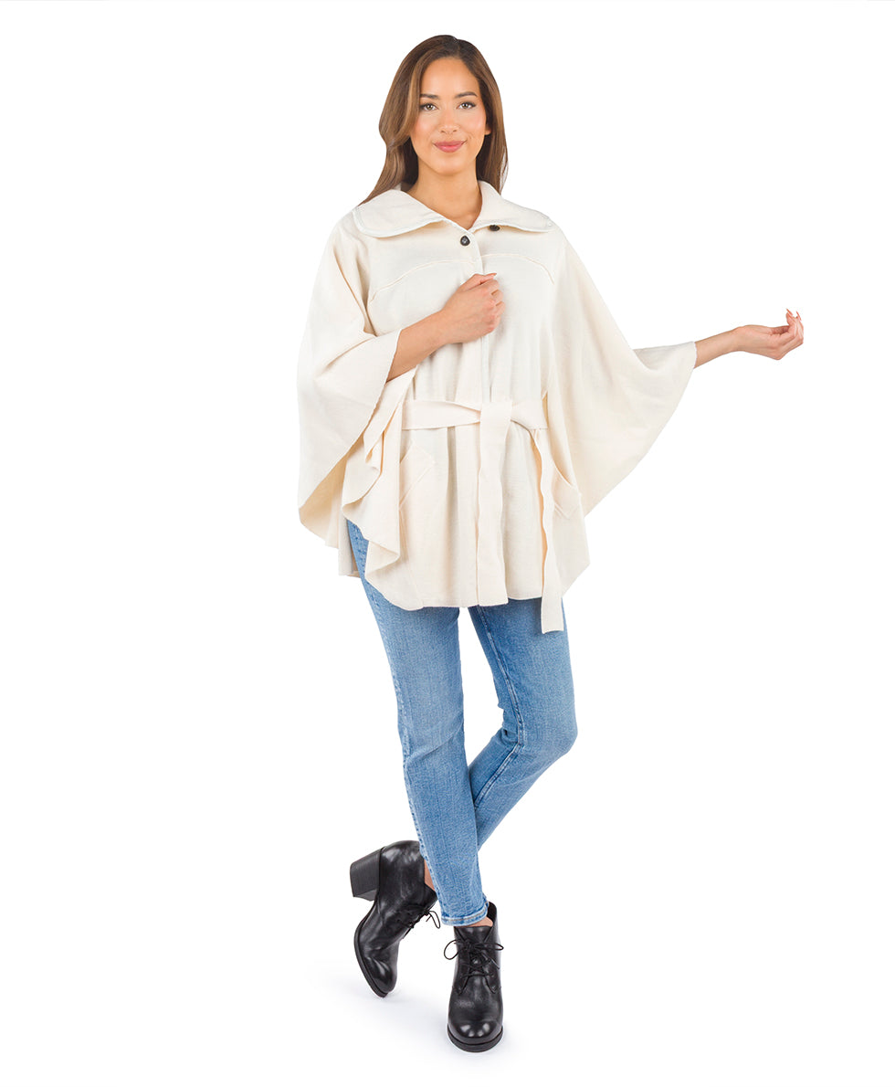 Female - Self Tie Cape | Vintage | Ecru - ecru - by Patricia Nash - View 3 of 3