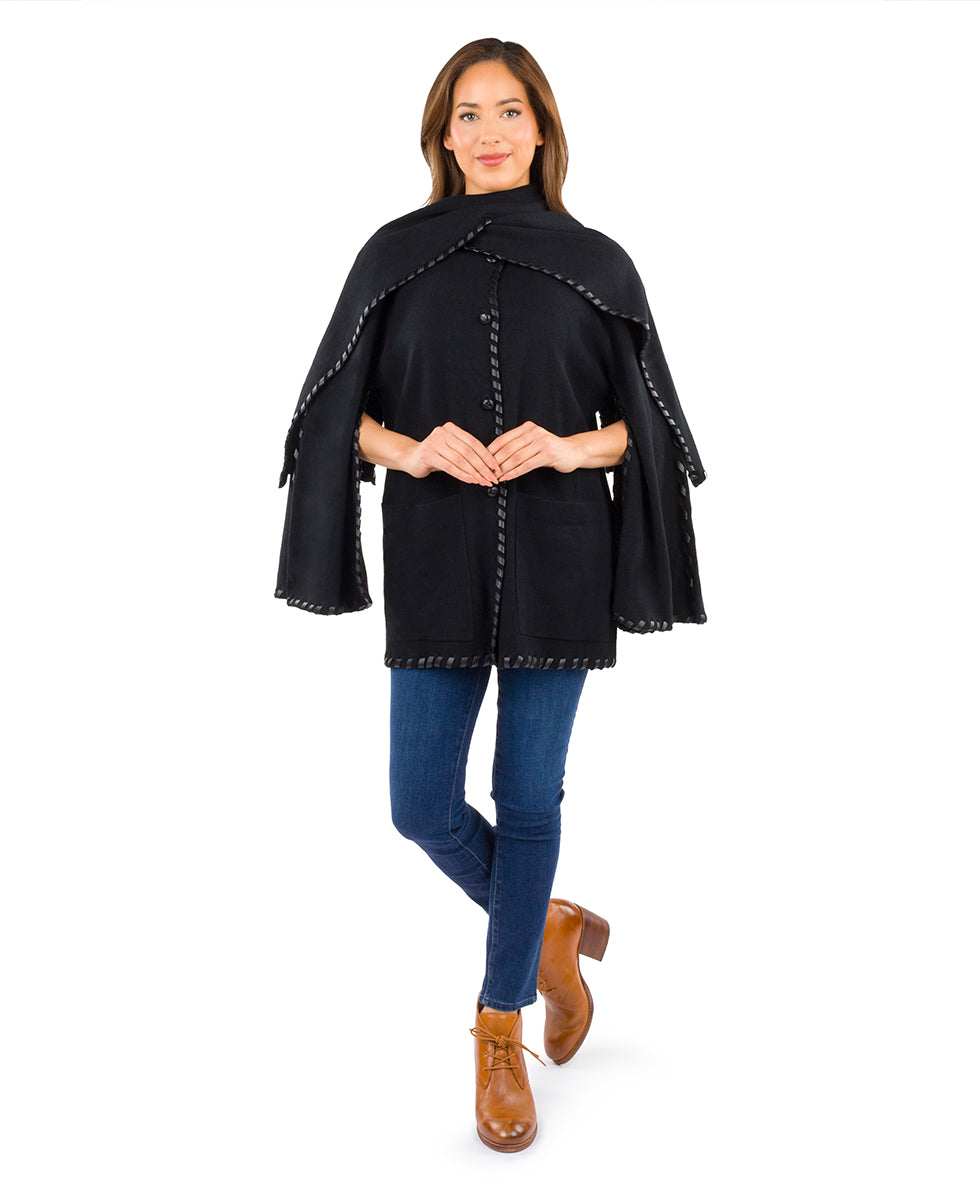 Female - Hand Laced Cape | Vintage | Black - black - by Patricia Nash - View 1 of 3