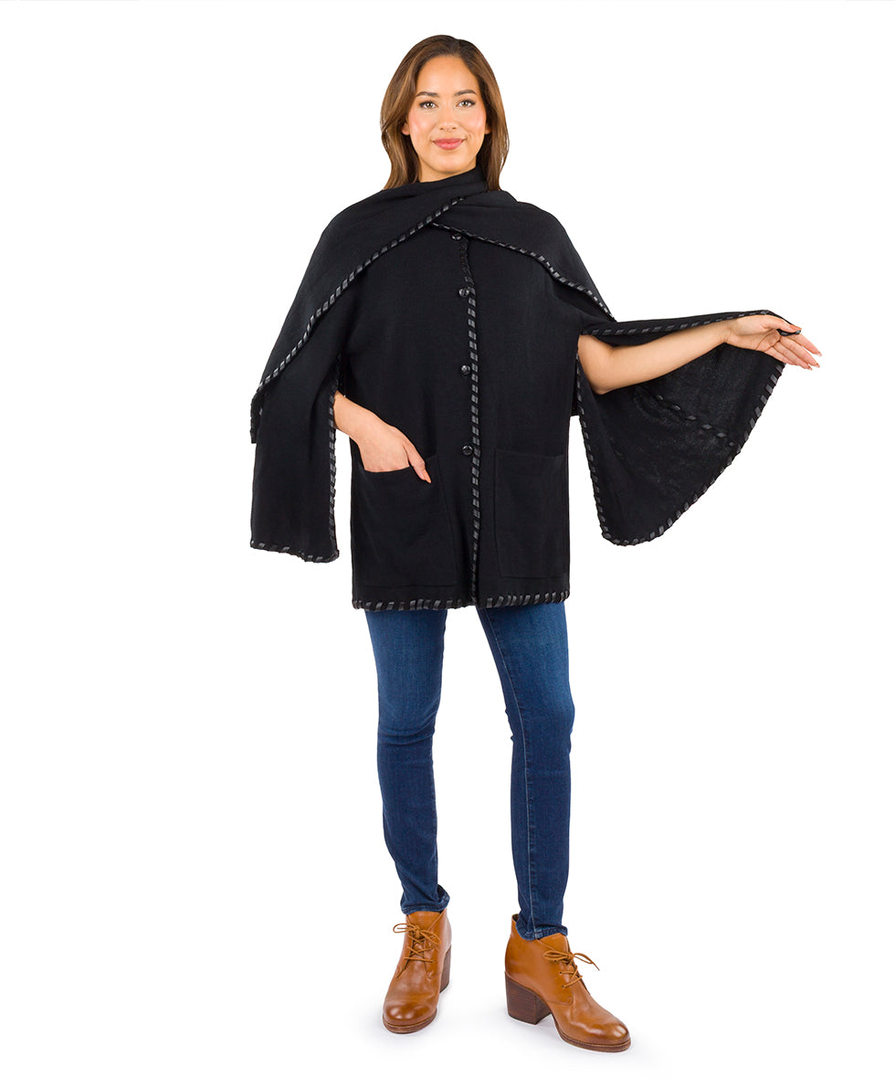 Female - Hand Laced Cape | Vintage | Black - black - by Patricia Nash - View 3 of 3