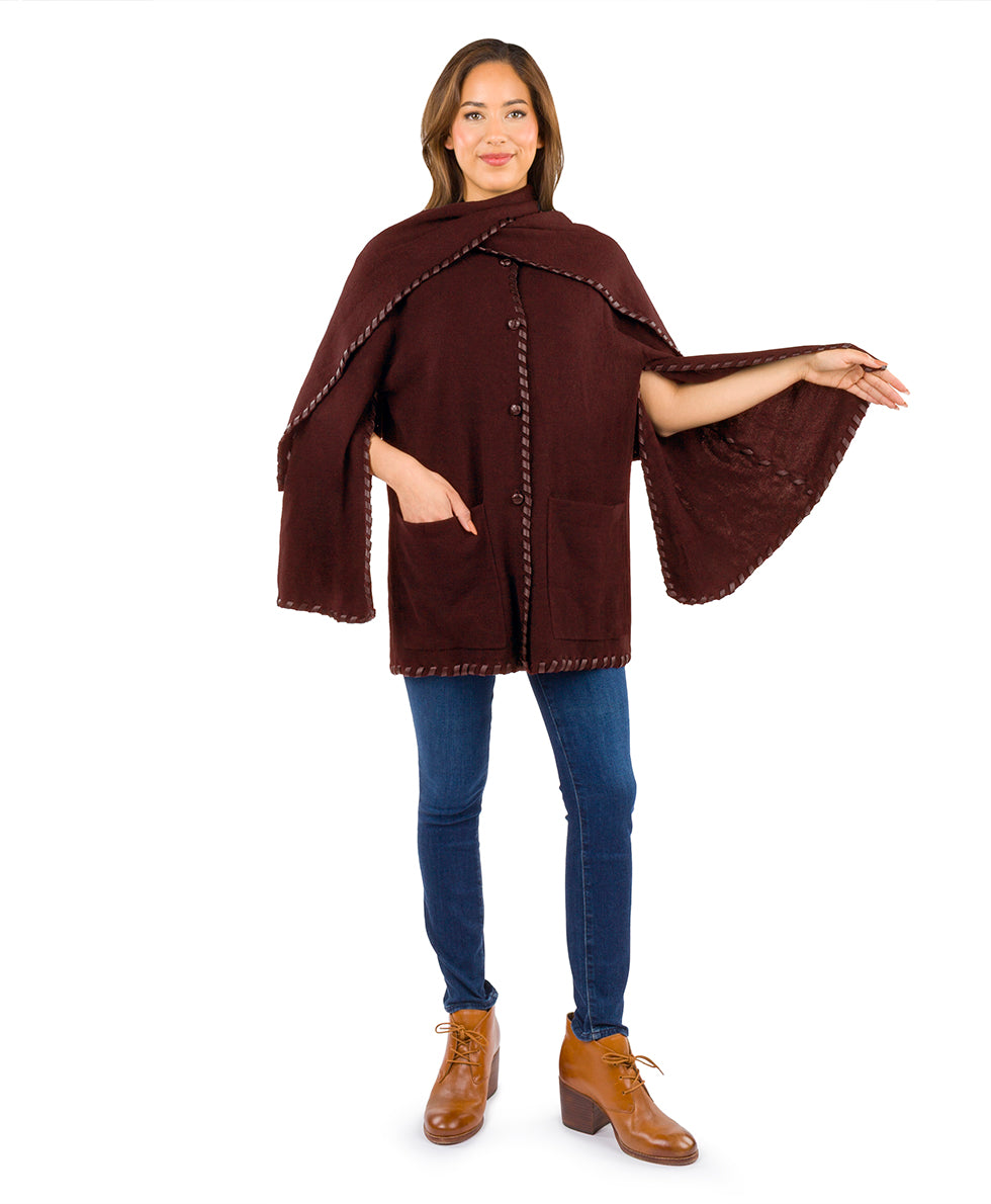 Female - Hand Laced Cape | Vintage | Chocolate - chocolate - by Patricia Nash - View 3 of 3